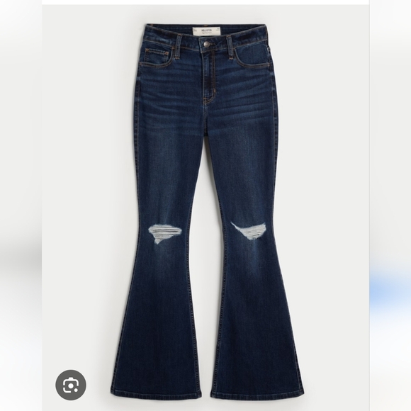 HOLLISTER Women's Blue Distressed Jeans - Picture 1 of 15